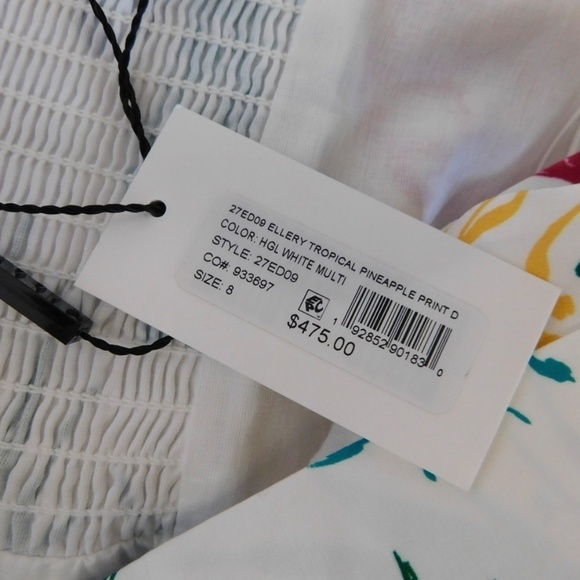 NWT!! MILLY Ellery Tiered Pineapple Print Midi Dress Poplin Colorful Size 8 - Picture 13 of 16